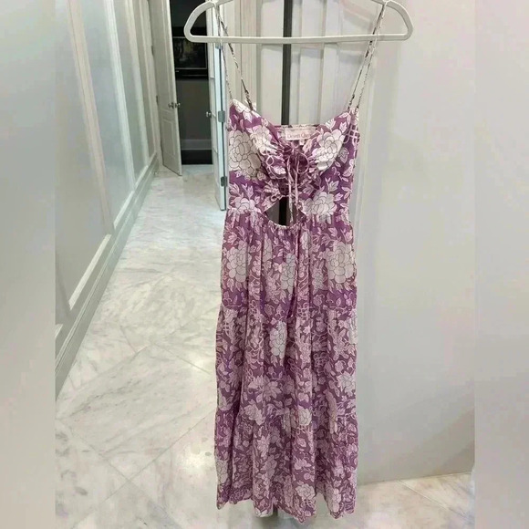 Dress with tie up pulls | size xs/34 | lilac and white - Picture 13 of 13